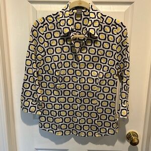 Ann Taylor- button up geometric top